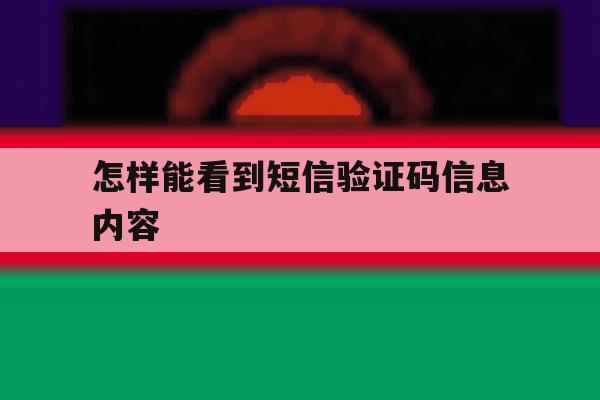 怎样能看到短信验证码信息内容 怎样能看到短信验证码信息内容