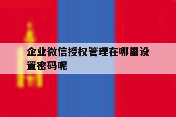 企业微信授权管理在哪里设置密码呢的简单介绍 企业微信授权管理在哪里设置密码呢的简单介绍