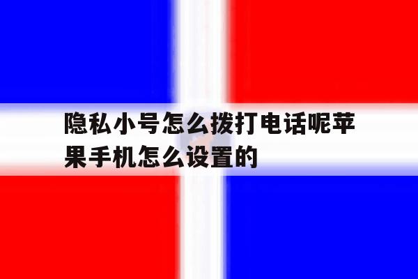 关于隐私小号怎么拨打电话呢苹果手机怎么设置的的信息 关于隐私小号怎么拨打电话呢苹果手机怎么设置的的信息