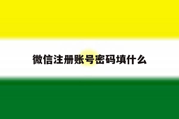 微信注册账号密码填什么