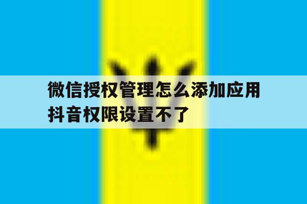 微信授权管理怎么添加应用抖音权限设置不了 微信授权管理怎么添加应用抖音权限设置不了