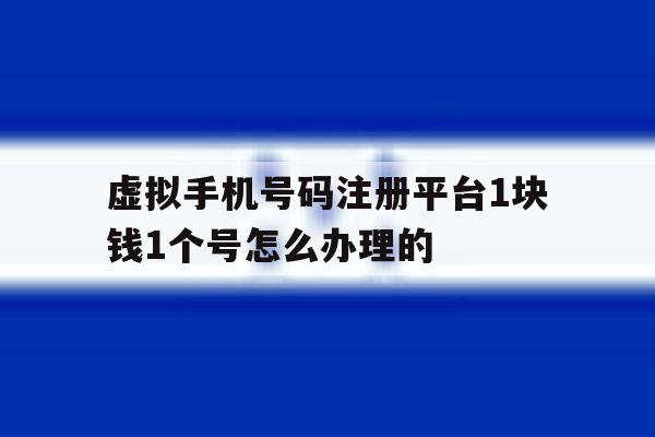 虚拟手机号码注册平台1块钱1个号怎么办理的
