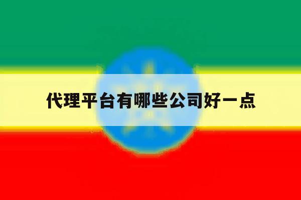 代理平台有哪些公司好一点 代理平台有哪些公司好一点